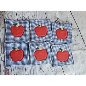 Set Of 6 Handmade Apple Fabric Coasters County Core